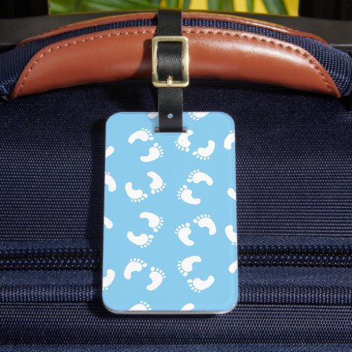 Baby Footprints Baby Foot Footsteps Feet Blue Luggage Tag