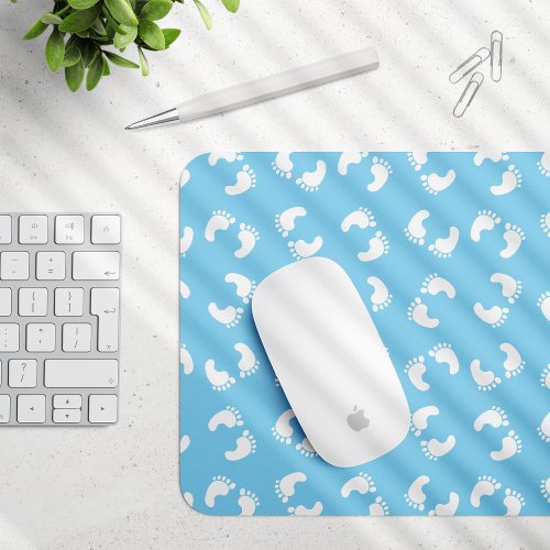 Baby Footprints Baby Foot Footsteps Feet Blue Mouse Pad