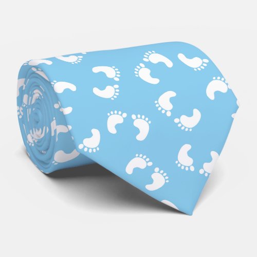 Baby Footprints Baby Foot Footsteps Feet Blue Neck Tie