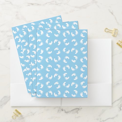 Baby Footprints Baby Foot Footsteps Feet Blue Pocket Folder