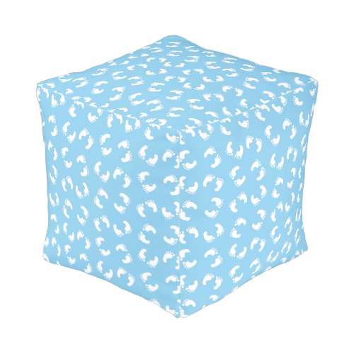 Baby Footprints Baby Foot Footsteps Feet Blue Pouf