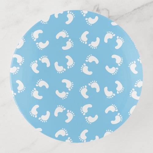 Baby Footprints Baby Foot Footsteps Feet Blue Trinket Tray