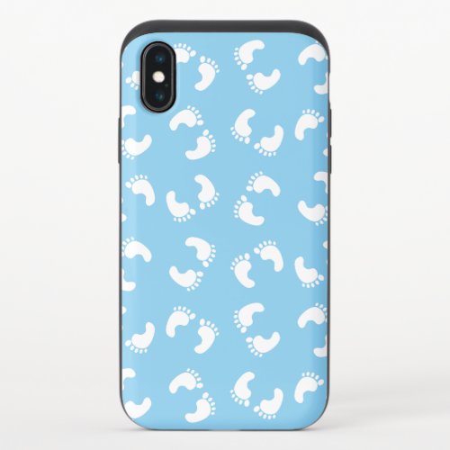 Baby Footprints Baby Foot Footsteps Feet Blue iPhone XS Slider Case