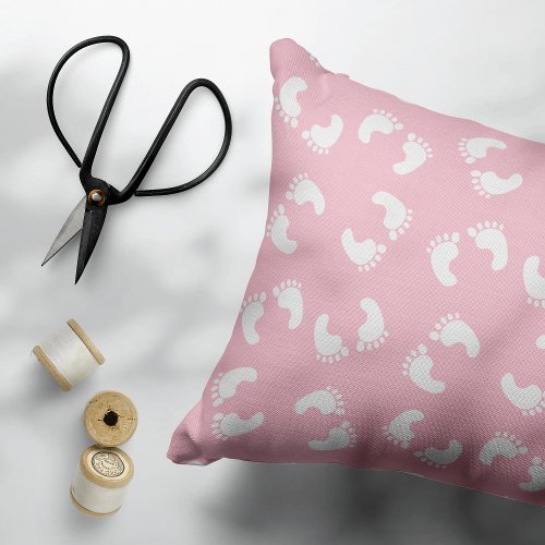 Baby Footprints Baby Foot Footsteps Feet Pink Accent Pillow