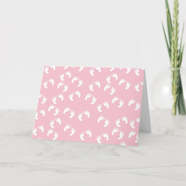 Baby Footprints, Baby Foot, Footsteps, Feet, Pink Card (Front)