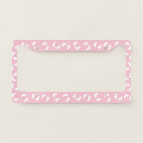 Baby Footprints Baby Foot Footsteps Feet Pink License Plate Frame