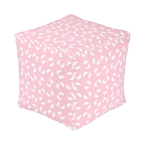 Baby Footprints Baby Foot Footsteps Feet Pink Pouf