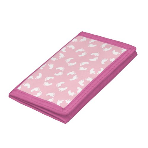 Baby Footprints Baby Foot Footsteps Feet Pink Trifold Wallet