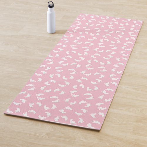 Baby Footprints Baby Foot Footsteps Feet Pink Yoga Mat