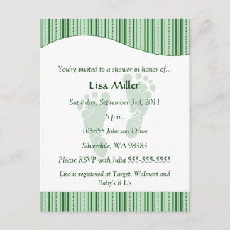 Baby Footprints Baby Shower - Green Invitation