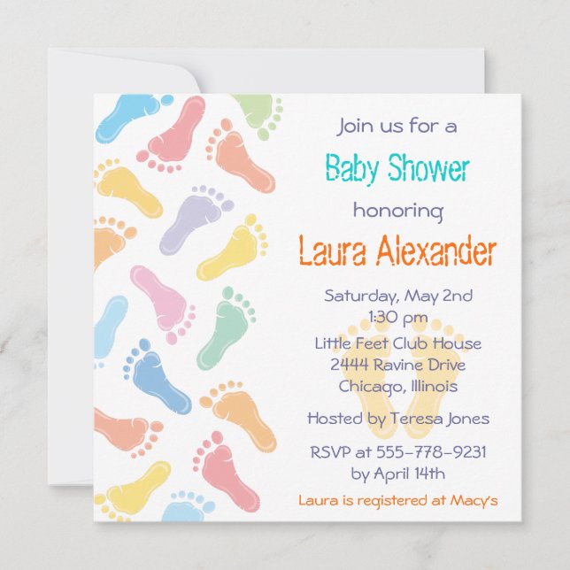 Baby Footprints- Baby Shower Invitation (Front)