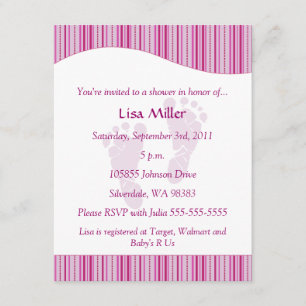 Baby Footprints Baby Shower - Pink Invitation