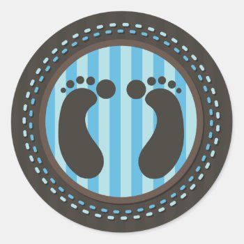 Baby Footprints - Blue - Stickers by youreinvited at Zazzle