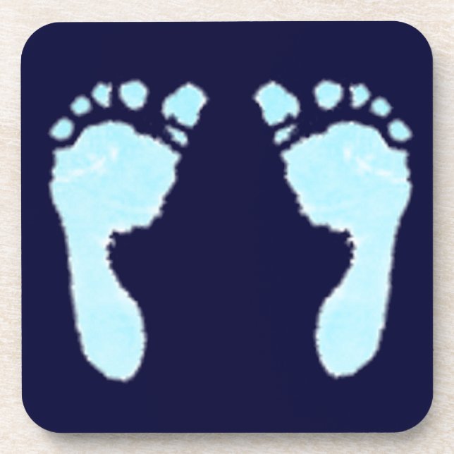 Baby Footprints (Boy) Beverage Coaster (Front)