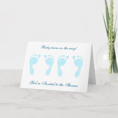 Baby Footprints Boy Twins Invitation