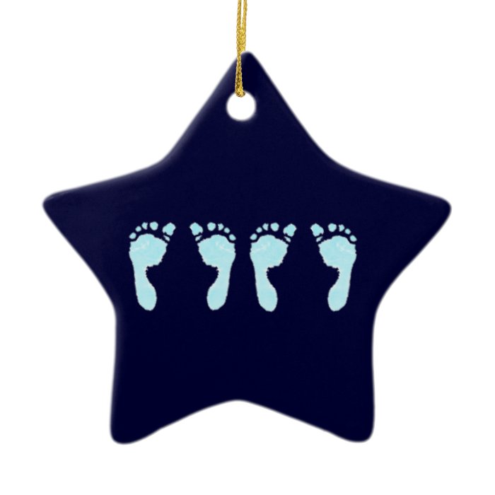 Baby Footprints (Boy Twins) Christmas Tree Ornaments