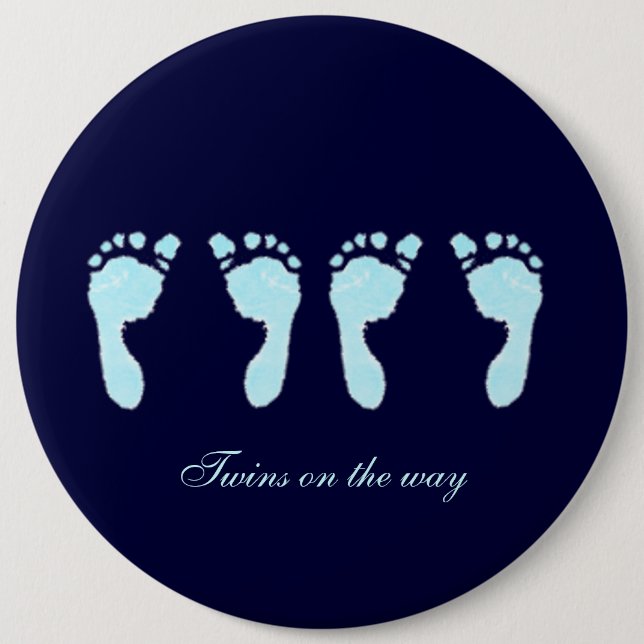 Baby Footprints (Boy Twins) Pinback Button (Front)
