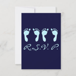 Baby Footprints (Boy Twins) RSVP Card
