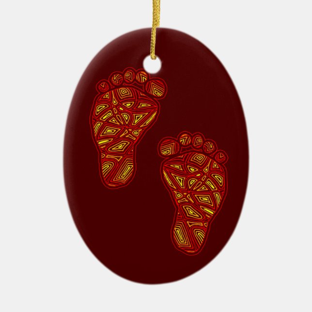 Baby Footprints Ceramic Ornament (Front)