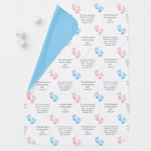 BABY FOOTPRINTS Christian Bible BOY BLUE Nursery Blanket