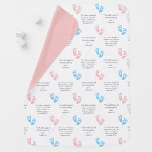 BABY FOOTPRINTS Christian Bible GIRL PINK Nursery Blanket