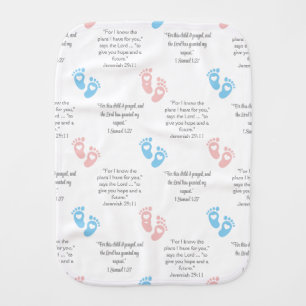 BABY FOOTPRINTS Christian Bible GIRL PINK Nursery Burp Cloth