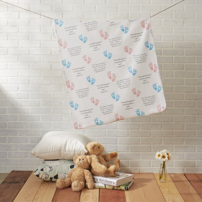 BABY FOOTPRINTS Christian Bible Verse Nursery Baby Blanket (In Situ)