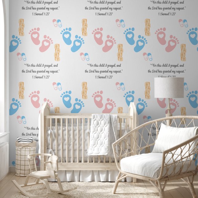 BABY FOOTPRINTS Customizable Christian Bible Verse Wallpaper (Kids)
