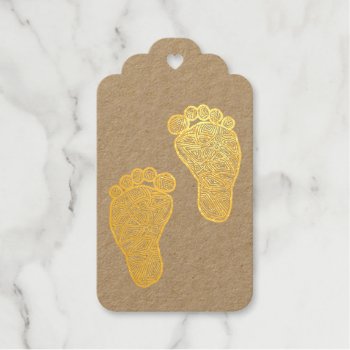 Baby Footprints Foil Gift Tags by scribbleprints at Zazzle