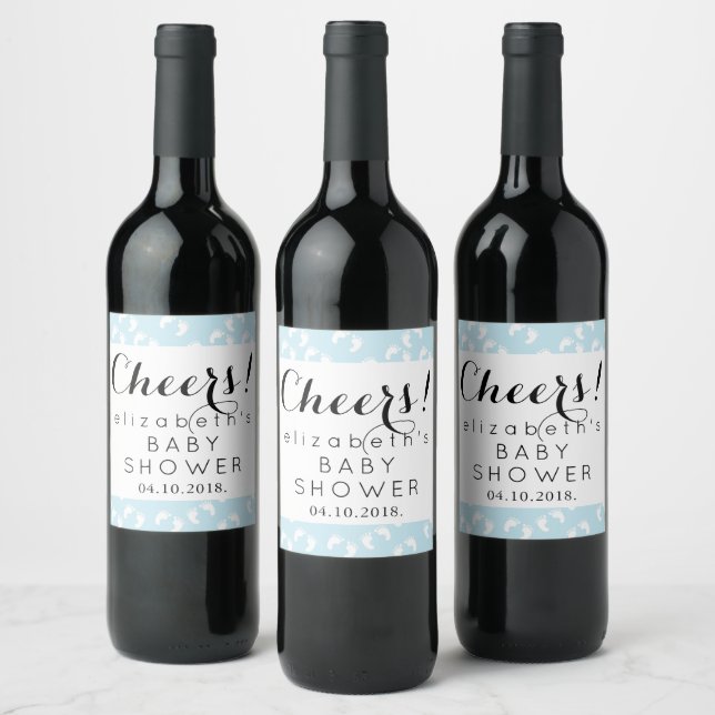 Baby Footprints, Footsteps, Feet, Baby Shower Wine Label (Bottles)