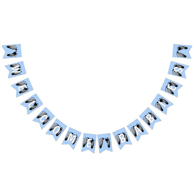 Baby Footprints For Baby Shower Bunting Flags (All)
