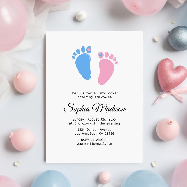 Baby footprints Gender Neutral baby shower Invitation (Creator Uploaded)