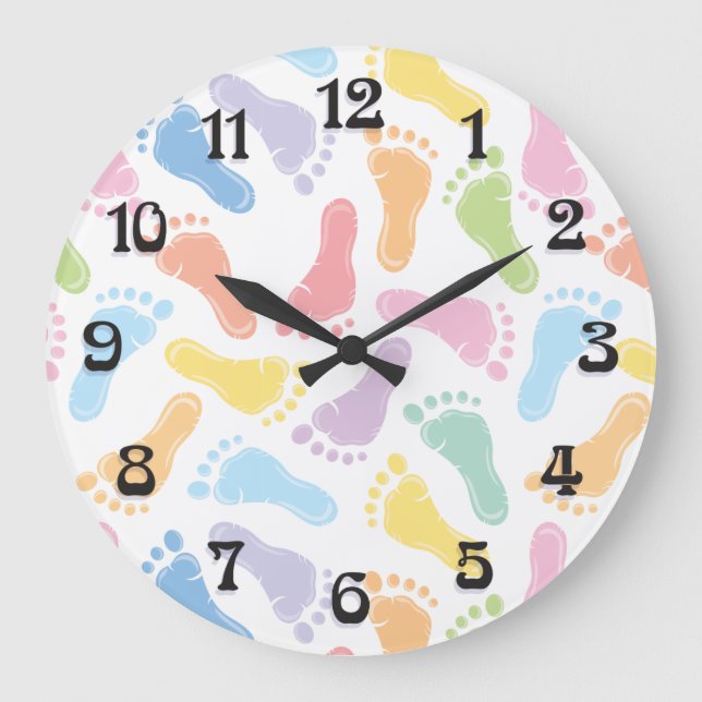 Baby Footprints Gender Neutral Wall Clock (Front)
