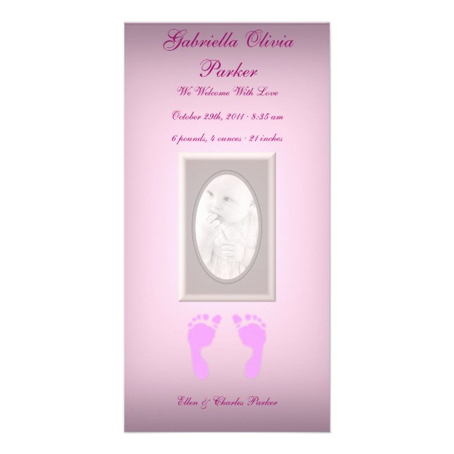 Baby Footprints (Girl) Card (Front)