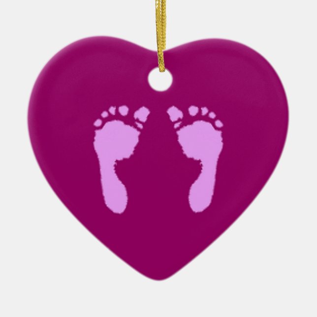 Baby Footprints (Girl) Ceramic Ornament (Front)