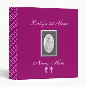 Baby Footprints (Girl) (Photo) 3 Ring Binder