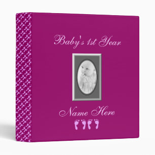 Baby Footprints (Girl Twins) 3 Ring Binder