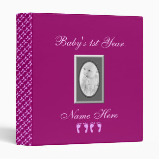 Baby Footprints (Girl Twins) 3 Ring Binder