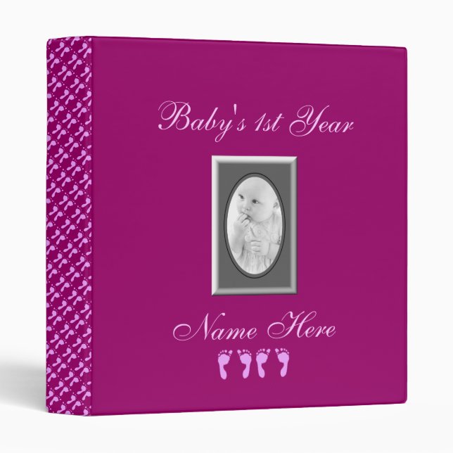 Baby Footprints (Girl Twins) 3 Ring Binder (Front/Spine)