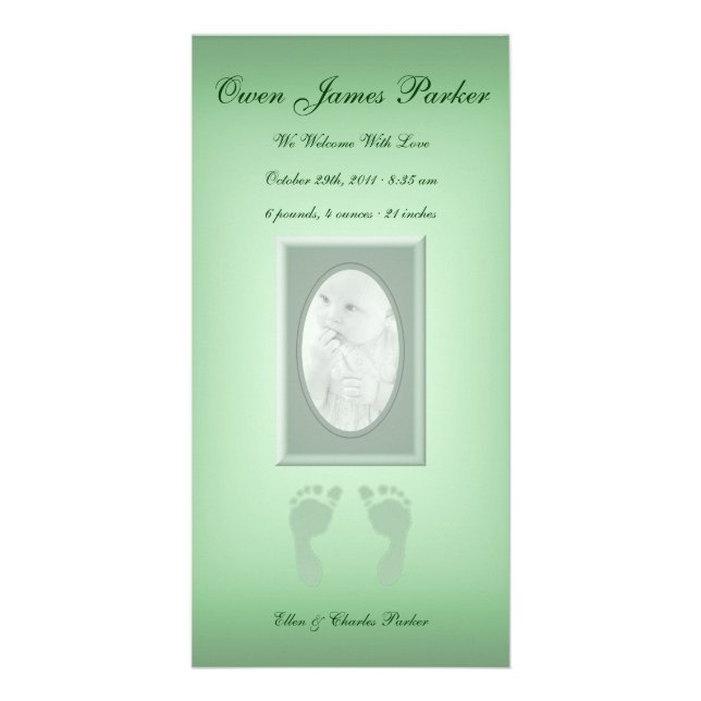Baby Footprints (Green) Card (Front)