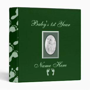 Baby Footprints (Green) (Photo) 3 Ring Binder