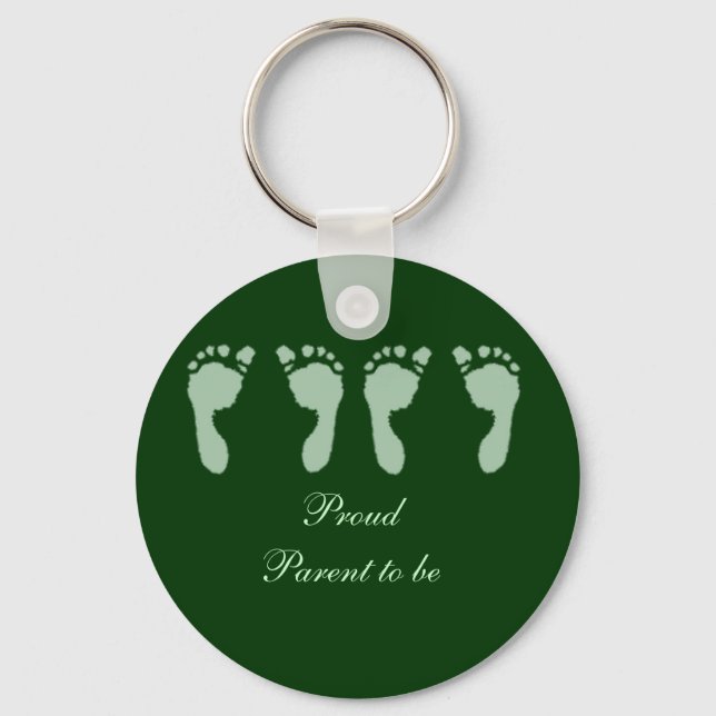 Baby Footprints (Green Twins) Keychain (Front)
