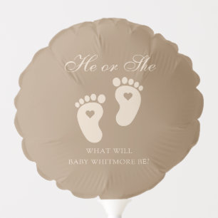 Baby Footprints He or She Brown Gender Reveal Balloon