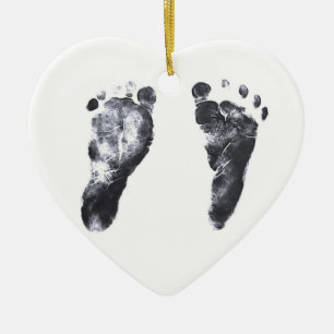 Baby Footprints Heart Ceramic Ornament