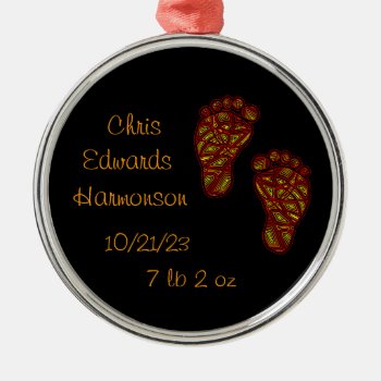 Baby Footprints Metal Ornament by scribbleprints at Zazzle