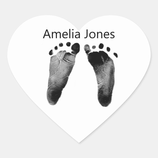 Baby Footprints On White Heart Sticker (Front)