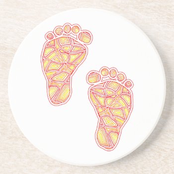 Baby Footprints Sandstone Coaster by scribbleprints at Zazzle