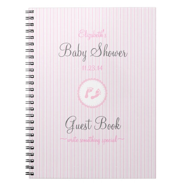 Baby Footprints-Shower Guestbook Notebook (Front)
