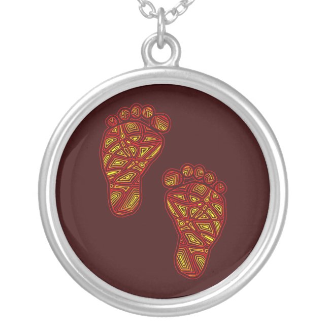 Baby Footprints Silver Plated Necklace (Front)