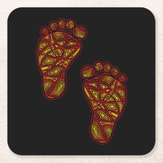 Baby Footprints Square Paper Coaster